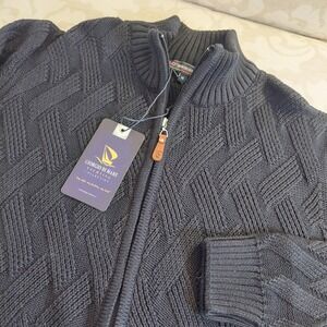 NEW! Giorgio Di Mare Men's Yachting Full Zip Cotton Cardigan Sweater Black SzM